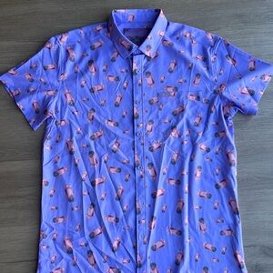Men's Blue Patterned Shirt